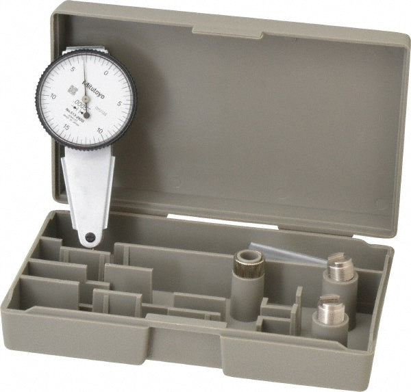 Mitutoyo 513-482-10A Horizontal Dial Test Indicator 0.0300" Max, 0-15-0 Dial Reading, 0.000500" Accuracy
