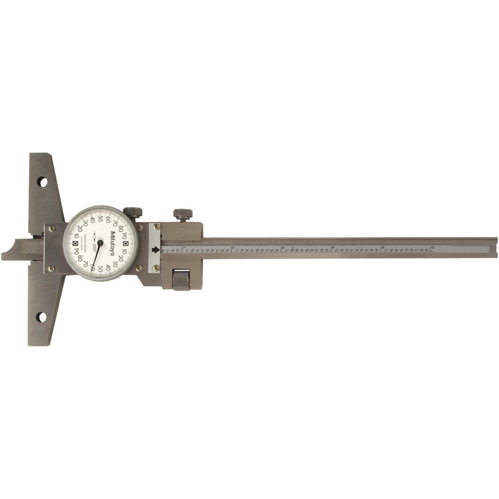 Mitutoyo 527-311-50 0 to 6 Inch Range, Stainless Steel, White Dial Depth Gage