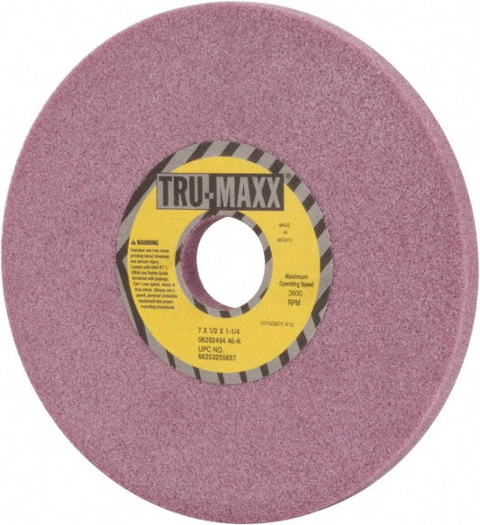 Tru-Maxx 66253255657 Surface Grinding Wheel 7" Dia, 1/2" Thick, 1-1/4" Hole, 46 Grit, K Hardness