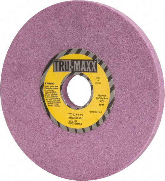 Tru-Maxx 66253255658 Surface Grinding Wheel 7" Dia, 1/2" Thick, 1-1/4" Hole, 60 Grit, H Hardness