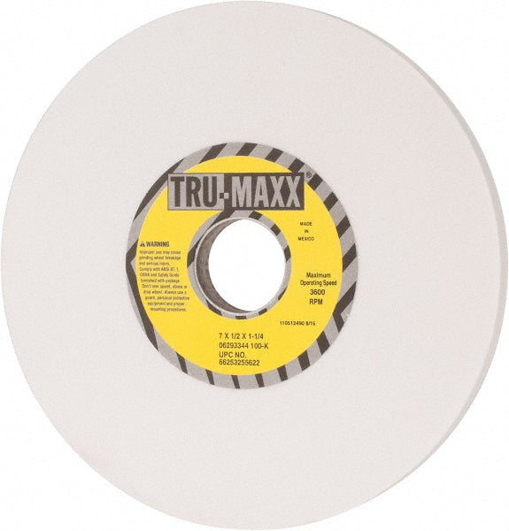 Tru-Maxx 66253255622 Surface Grinding Wheel 7" Dia, 1/2" Thick, 1-1/4" Hole, 100 Grit, K Hardness