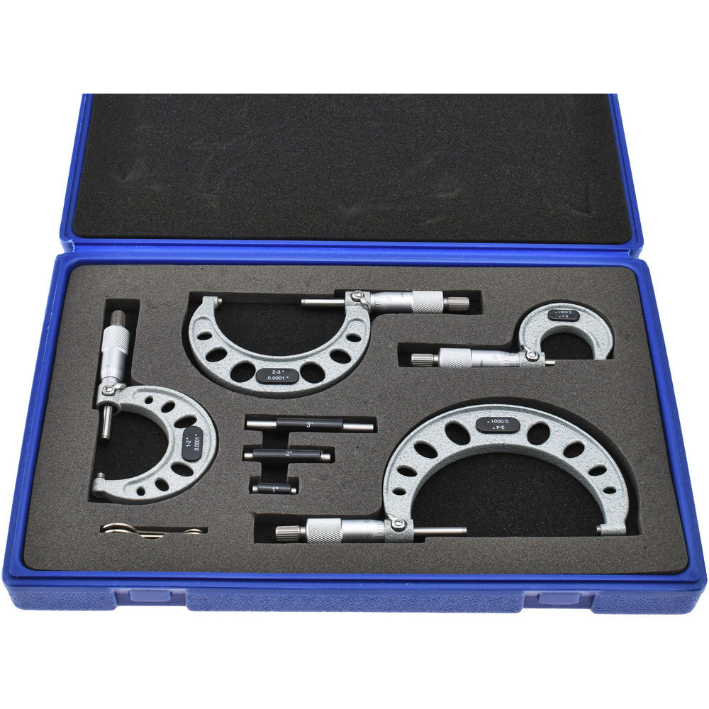 Value Collection 105-44-11 Mechanical Outside Micrometer Set 4 Pc, 0 to 4" Measurement