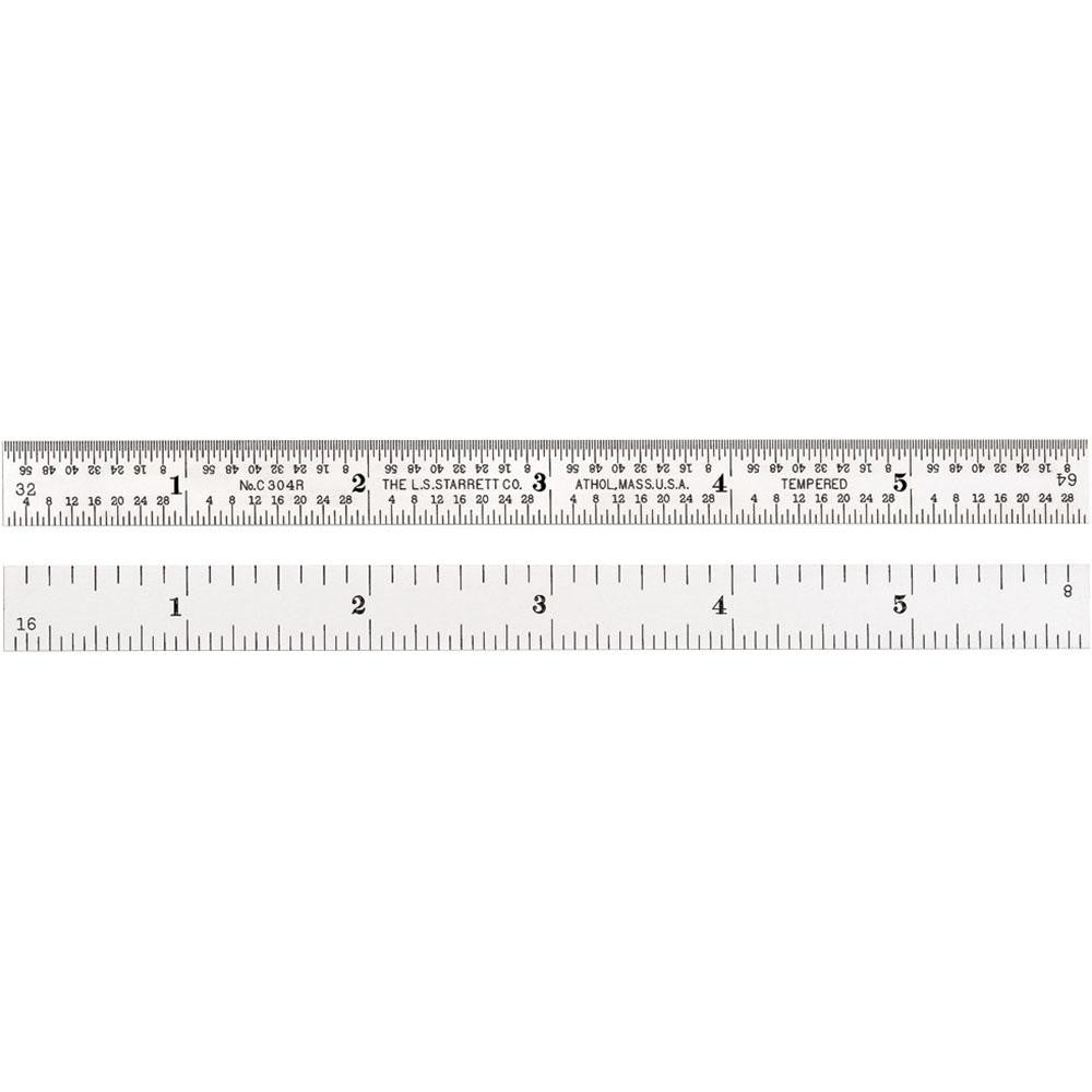 Starrett 66008 Steel Rule 6" OAL, 4R Graduation, Flexible, 1/2" OAW