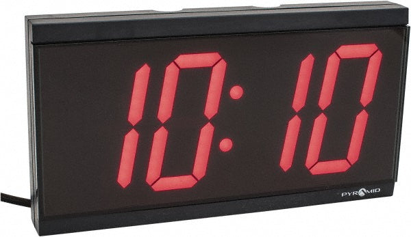 Pyramid DIG-4B LED Digital Clock 4" Red Numerals, 4-Digit, 110V AC, 6' Cord
