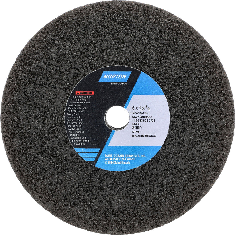 Norton 66252809563 Surface Grinding Wheel 6" Dia, 1" Thick, 5/8" Hole, 16 Grit, Q Hardness