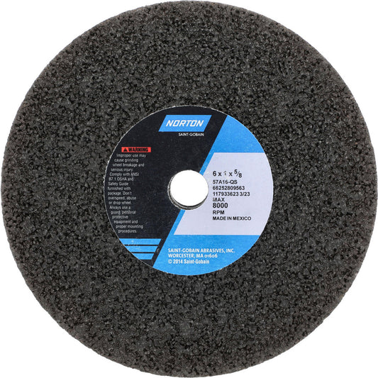 Norton 66252809563 Surface Grinding Wheel 6" Dia, 1" Thick, 5/8" Hole, 16 Grit, Q Hardness