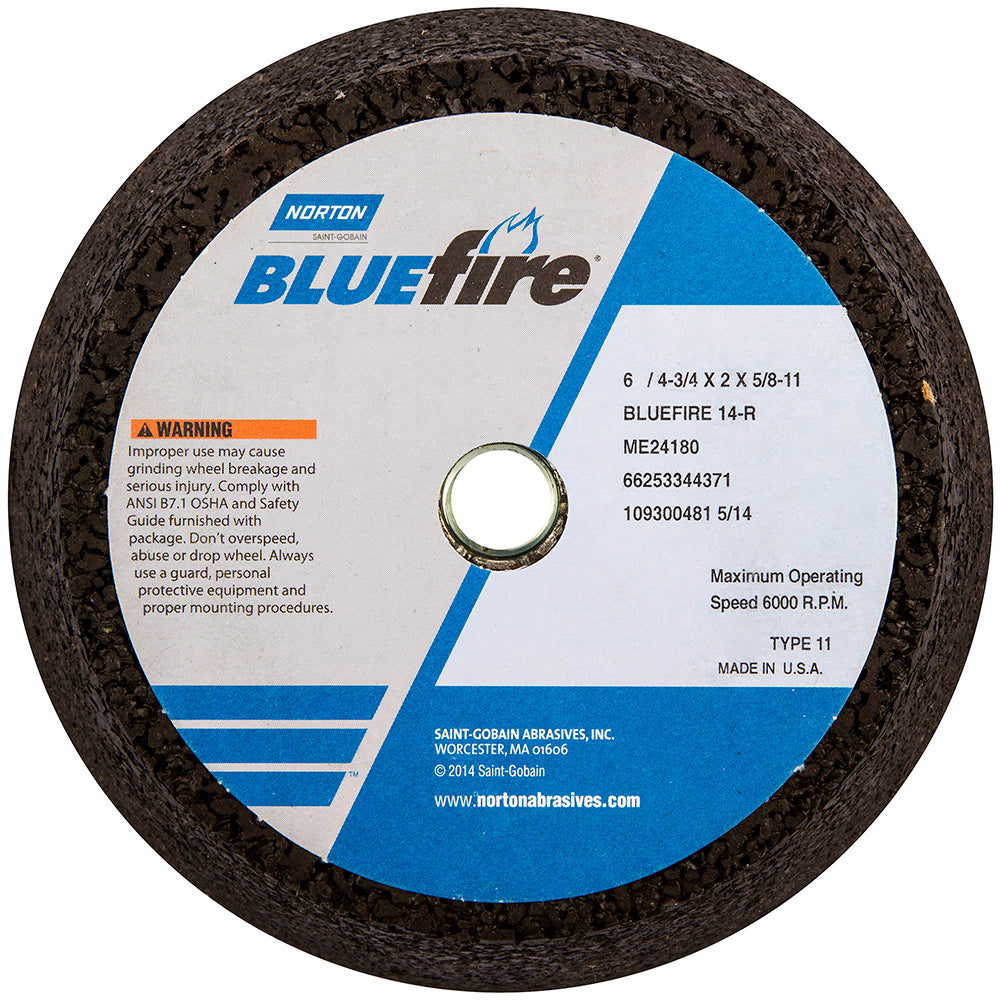 Norton 66253146922 Tool & Cutting Grinding Wheel 6" Dia, 16 Grit, Q Hardness, Type 11