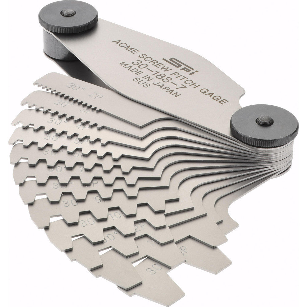 SPI 30-188-7 12 Leaf, 2 to 20mm Pitch Range, Stainless Steel Screw Pitch Gage
