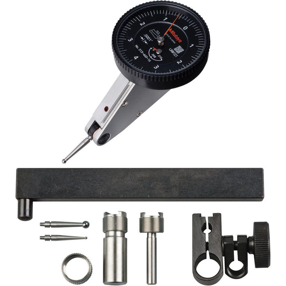 Mitutoyo 513-443-16T Test Indicator Kit 9 Pc, 0.0160" Max, 1.5748" Dial Dia, 0-5-0, 0.0002" Accuracy