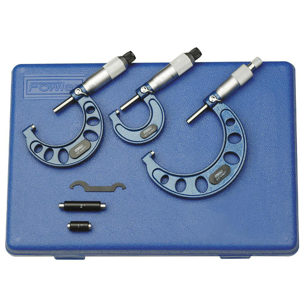 Fowler 52-215-003-1 Mechanical Outside Micrometer Set 3 Pc, 0 to 3" Measurement