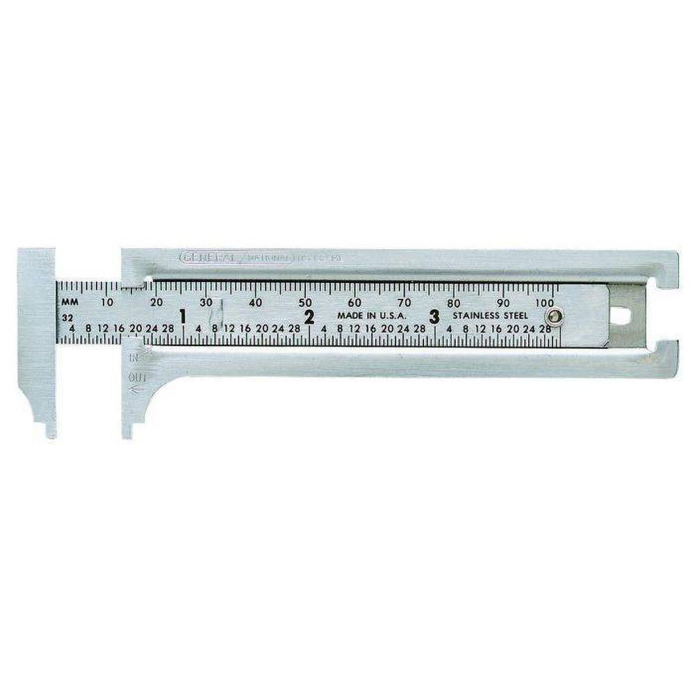 General 132ME Slide Caliper 0 to 3", 0.0001" Accuracy, 0.031" Graduation, Stainless Steel