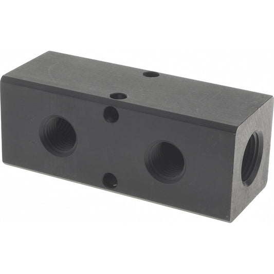 POLYCONN PCM20-250-02BW Manifold 3/8" Inlet, 1/4" Outlet, 2 Inlet Ports, 2 Outlet Ports, 3.25" OAL, 1.25" OAW, 1-1/4" OAH