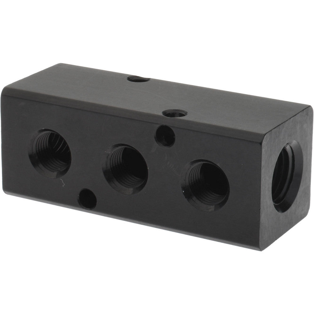 POLYCONN PCM10-125-03B Manifold 1/4" Inlet, 1/8" Outlet, 2 Inlet Ports, 3 Outlet Ports, 2.5" OAL, 1" OAW, 1" OAH