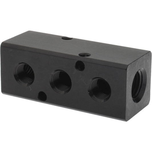 POLYCONN PCM10-125-03B Manifold 1/4" Inlet, 1/8" Outlet, 2 Inlet Ports, 3 Outlet Ports, 2.5" OAL, 1" OAW, 1" OAH
