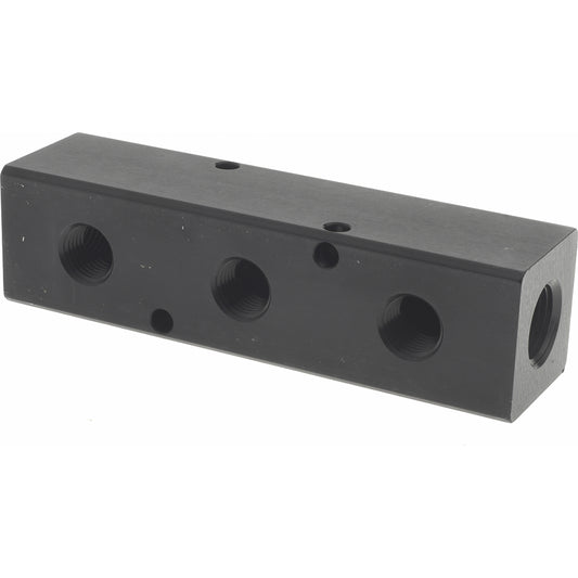 POLYCONN PCM20-250-03BW Manifold 3/8" Inlet, 1/4" Outlet, 2 Inlet Ports, 3 Outlet Ports, 4.75" OAL, 1.25" OAW, 1-1/4" OAH