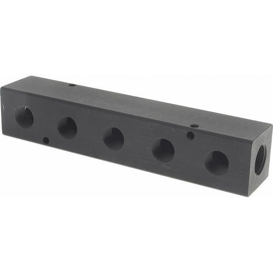 POLYCONN PCM30-375-05BW Manifold 1/2" Inlet, 3/8" Outlet, 2 Inlet Ports, 5 Outlet Ports, 7.75" OAL, 1.5" OAW, 1-1/2" OAH