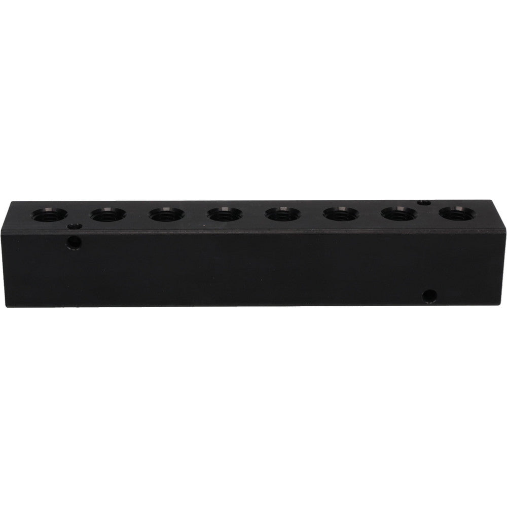 POLYCONN PCM20-250-08B Manifold 3/8" Inlet, 1/4" Outlet, 2 Inlet Ports, 8 Outlet Ports, 7.62" OAL, 1.25" OAW, 1-1/4" OAH