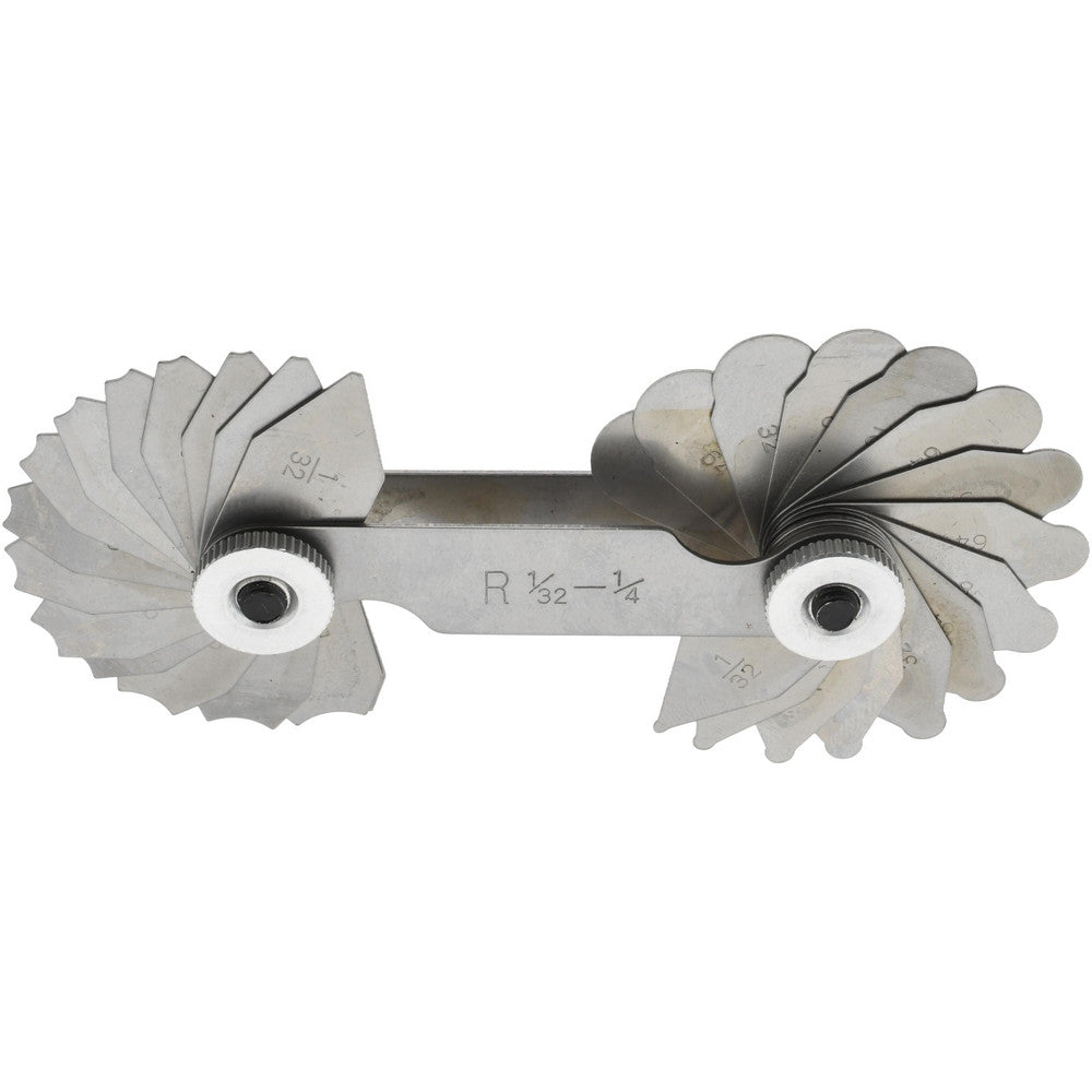 Value Collection 615-6565 Radius Gage Set Steel, 1/32 to 1/4" Radius, 1/64" Graduation, 30 pc