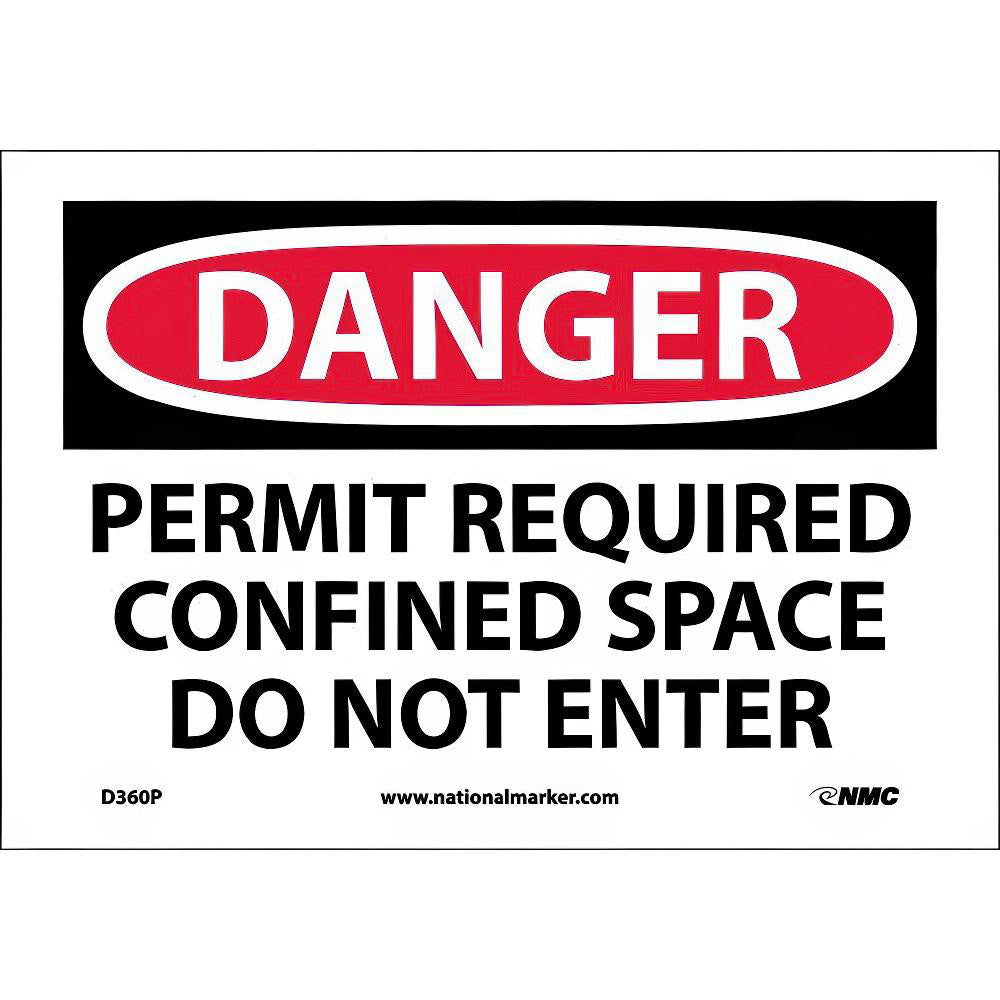 AccuformNMC D360P Accident Prevention Sign Rectangle, "Danger, PERMIT REQUIRED CONFINED SPACE DO NOT ENTER"