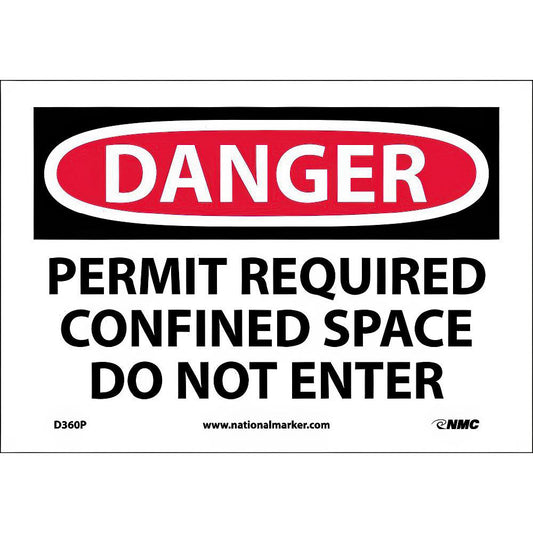 AccuformNMC D360P Accident Prevention Sign Rectangle, "Danger, PERMIT REQUIRED CONFINED SPACE DO NOT ENTER"