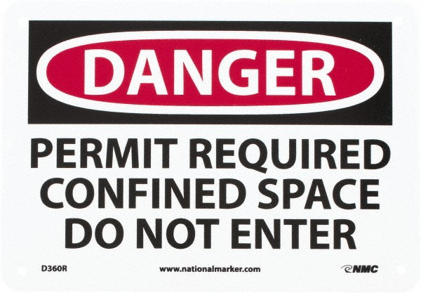 AccuformNMC D360R Accident Prevention Sign Rectangle, "Danger, PERMIT REQUIRED CONFINED SPACE DO NOT ENTER"