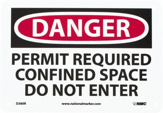 AccuformNMC D360R Accident Prevention Sign Rectangle, "Danger, PERMIT REQUIRED CONFINED SPACE DO NOT ENTER"