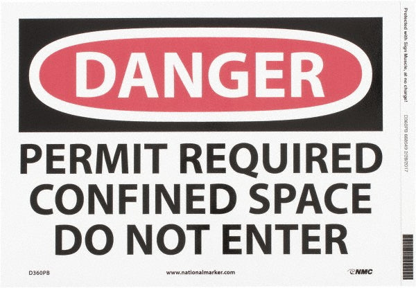 AccuformNMC D360PB Accident Prevention Sign Rectangle, "Danger, PERMIT REQUIRED CONFINED SPACE DO NOT ENTER"
