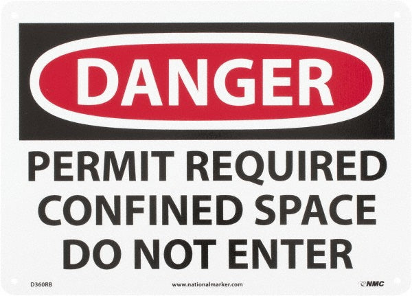 AccuformNMC D360RB Sign Rectangle, "Danger - Permit Required - Confined Space - Do Not Enter"