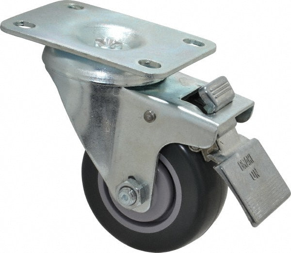 Shepherd 110386 Swivel Top Plate Caster Polyurethane, 3" Wheel Dia, 1-1/4" Wheel Width, 185 lb Capacity, 4-1/4" OAH