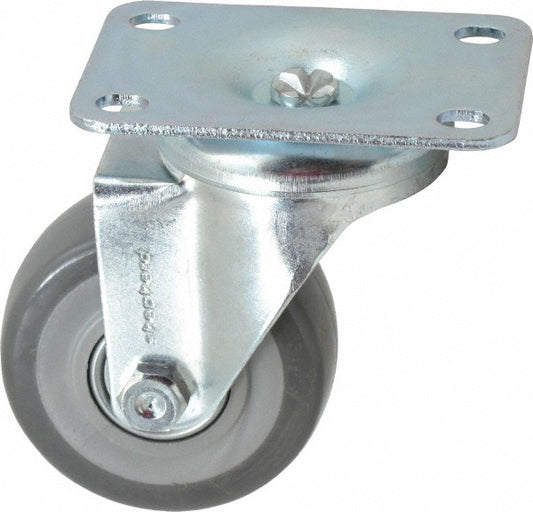 Shepherd 110387 Swivel Top Plate Caster Polyurethane, 3" Wheel Dia, 1-1/4" Wheel Width, 185 lb Capacity, 4-1/4" OAH