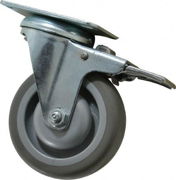 Shepherd 110403 Swivel Top Plate Caster Polyurethane, 4" Wheel Dia, 1-1/4" Wheel Width, 200 lb Capacity, 5-1/4" OAH