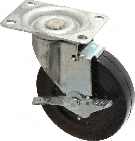 Shepherd 102370 Swivel Top Plate Caster Soft Rubber, 4" Wheel Dia, 15/16" Wheel Width, 125 lb Capacity, 4-3/4" OAH