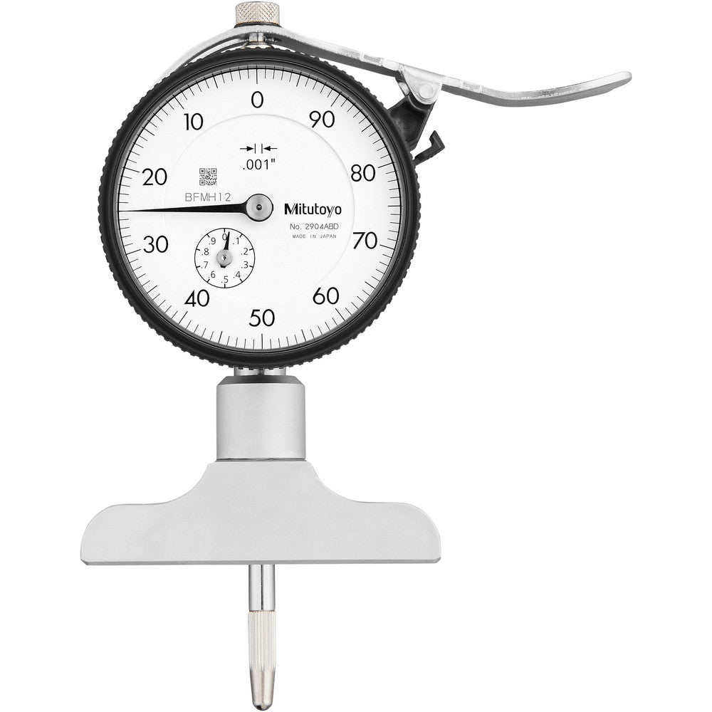 Mitutoyo 7217A 0 to 8 Inch Range, Carbide Tipped Ball Point, White Dial Depth Gage