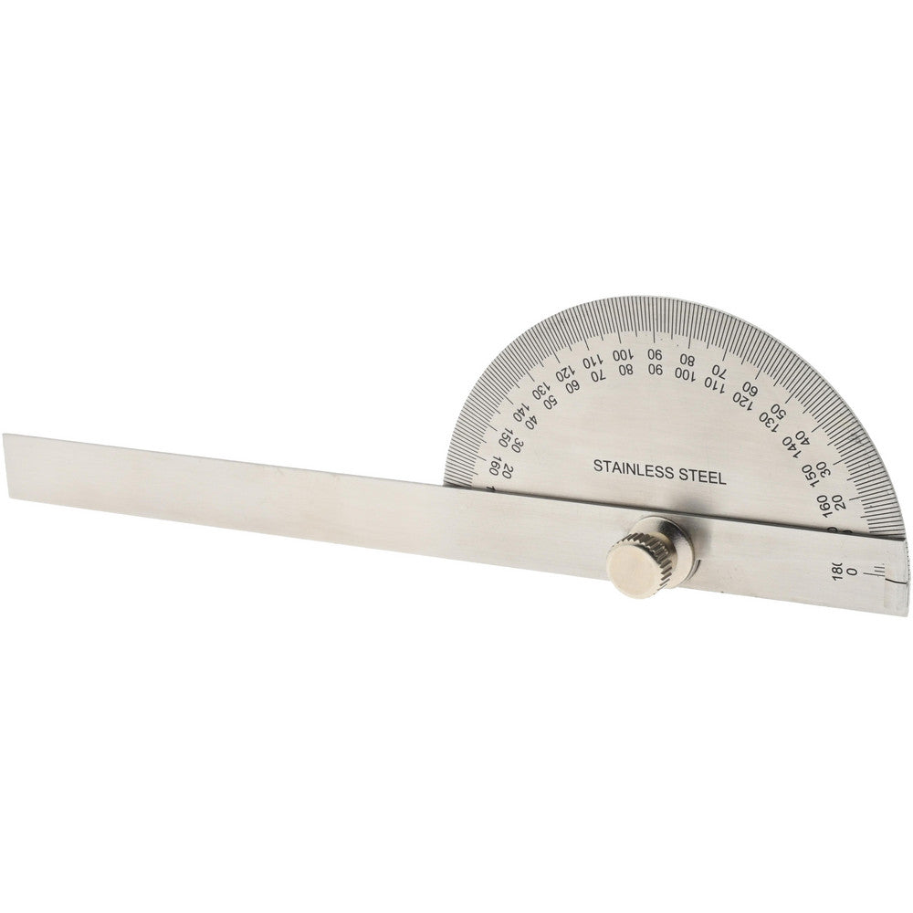Value Collection 06475180 6 Inch Long Blade, 180&deg Max Measurement, 1&deg Dial Graduation, Half Round Head Protractor
