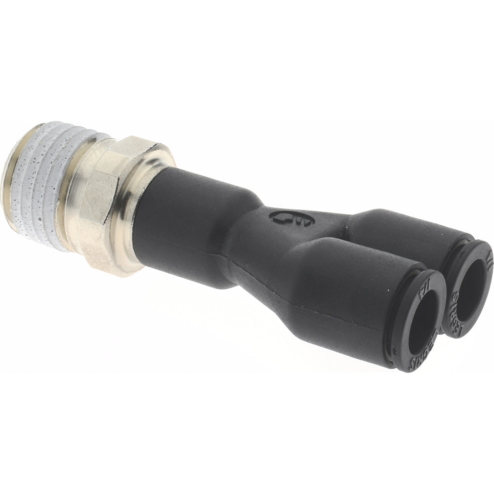 Legris 3148 56 14 Push-To-Connect Tube Fitting Y-Connector, 1/4" Thread, 1/4" OD