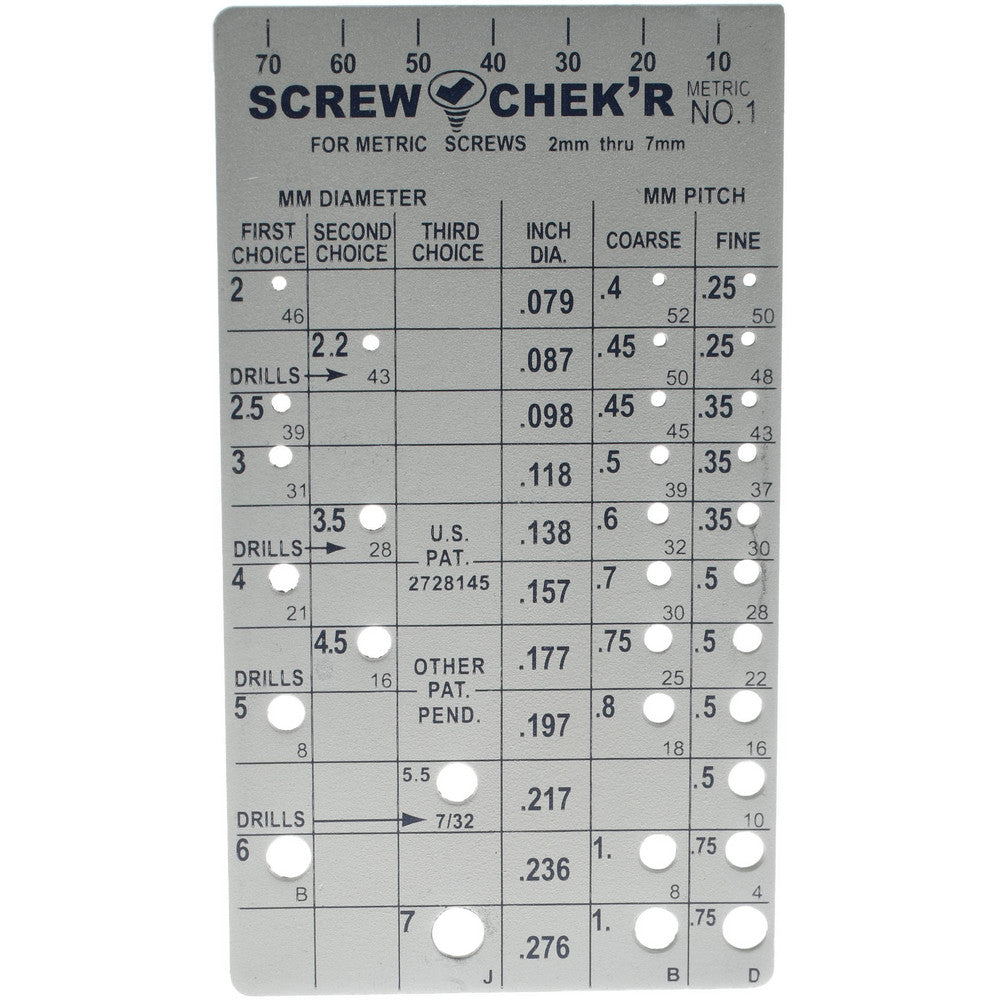 Value Collection 02120-METRIC #1 M2 to M7mm Stainless Steel Metric Thread Screw Checker