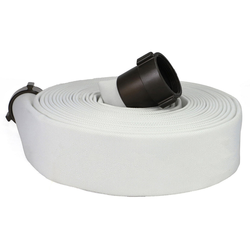 Pro-Source FAD15050400ALNH Double Jacket Fire Hose 1-1/2" ID, 50' Long, Polyester, White