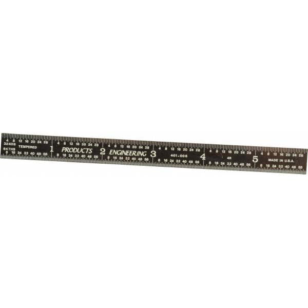 PEC Tools 401-006EZ Steel Rule 6" OAL, 4R Graduation, Flexible, 1/2" OAW