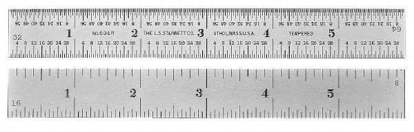 PEC Tools 402-018 Steel Rule 18" OAL, 4R Graduation, Rigid, 1-1/8" OAW