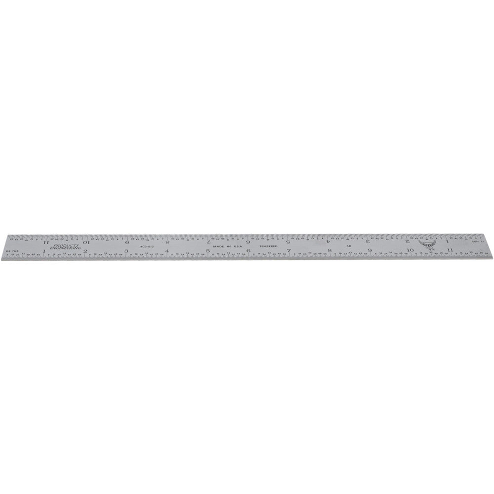 PEC Tools 402-012 Steel Rule 12" OAL, 4R Graduation, Rigid, 1" OAW