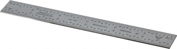 PEC Tools 402-006 Steel Rule 6" OAL, 4R Graduation, Rigid, 3/4" OAW