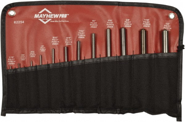 Mayhew 62254 Roll Pin Punch Set 12 Pc, 0.0625 to 0.5"