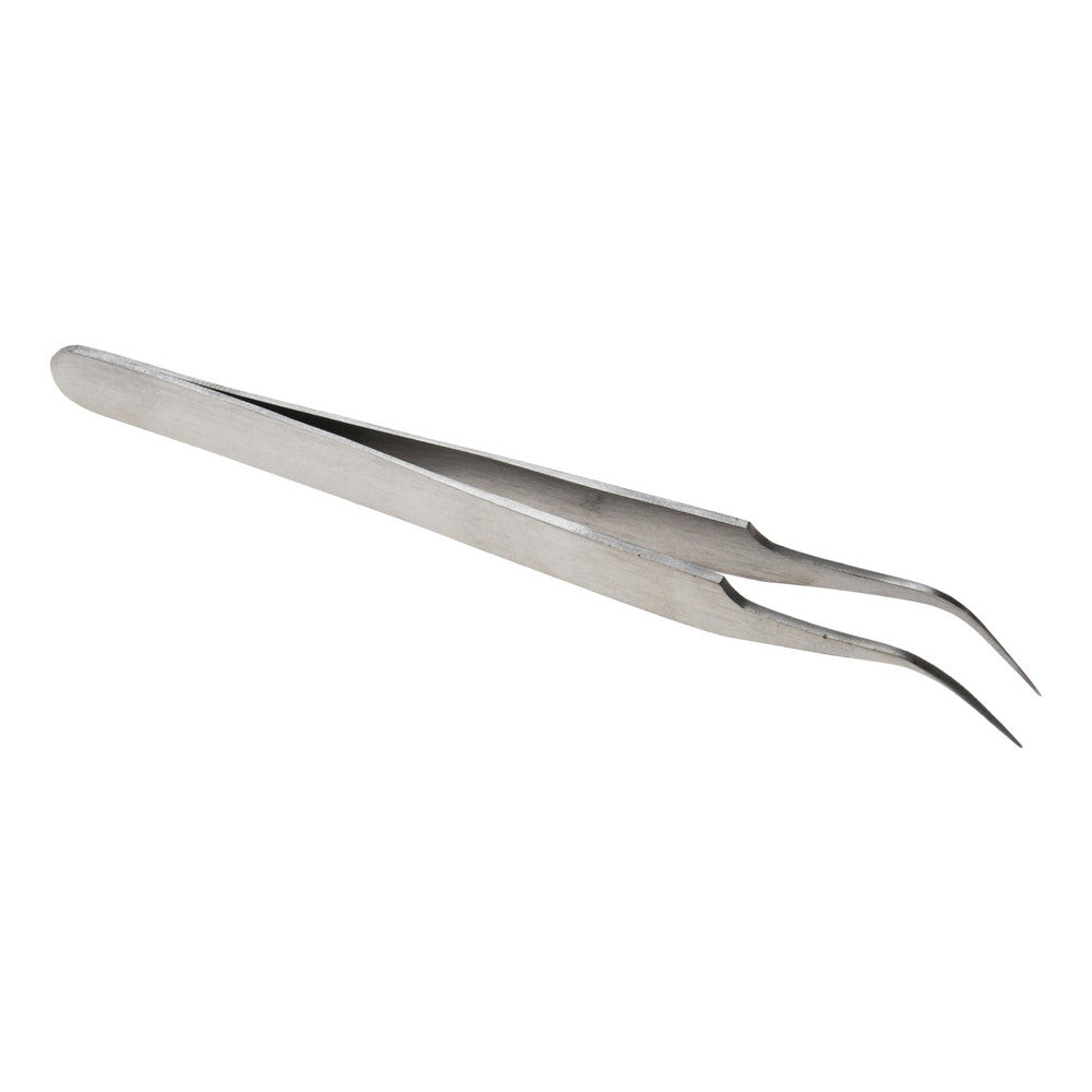 Value Collection 10407-SS Precision Tweezer 7-SS, Stainless Steel, Curved Tip, 4-1/2" OAL