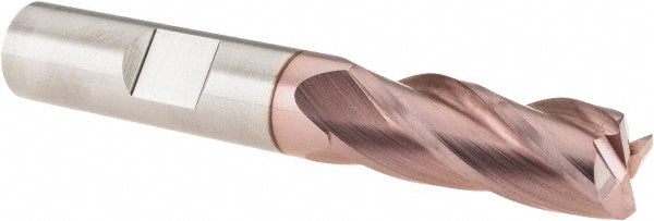 Kyocera SGS Precision Tools 38129 Corner Radius End Mill 3/8" Dia, 1" LOC, 0.02" Radius, 4 Flutes, Solid Carbide