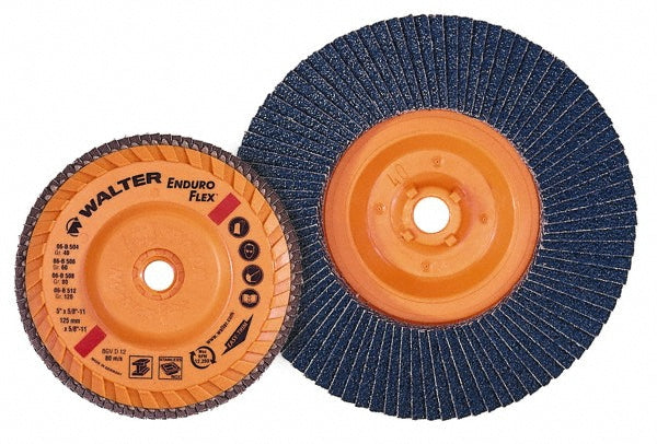 WALTER Surface Technologies 06F462 Flap Disc 5/8-11 Hole, 120 Grit, Zirconia Alumina, Type 27