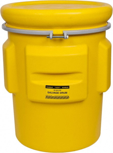 Eagle 1665 65 Gallon Capacity, Metal Band with Bolt Closure, Yellow Salvage Drum