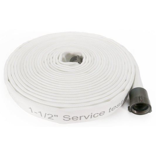 Pro-Source FAD15050300ALNH Double Jacket Fire Hose 1-1/2" ID, 50' Long, Polyester, White
