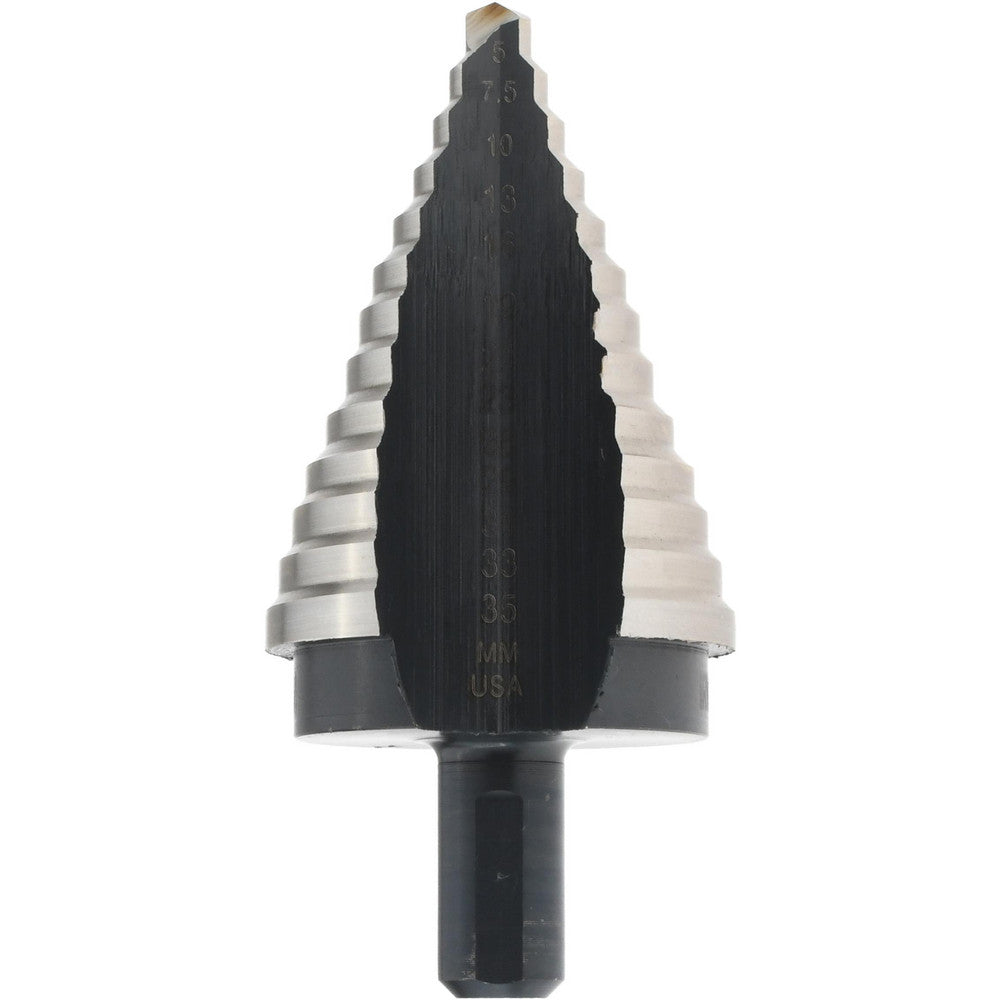 Irwin 11105ZR Step Drill Bit 5 to 35 mm Dia, 7/16" Shank Dia, Cobalt, 13 Hole Sizes