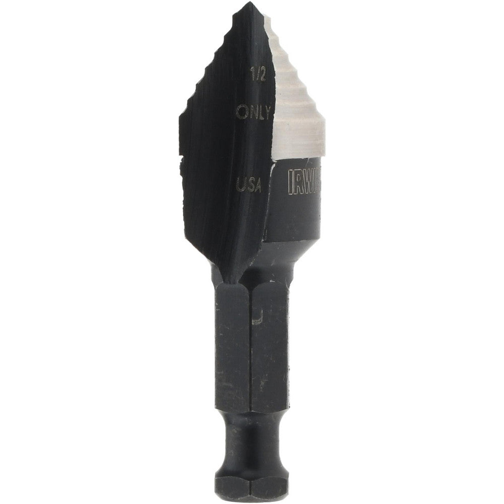 Irwin 10310 Step Drill Bit 1/2" Dia, 1/4" Shank Dia, High Speed Steel, 1 Hole Size