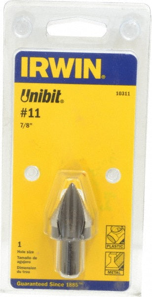 Irwin 10311ZR Step Drill Bit 7/8" Dia, 3/8" Shank Dia, High Speed Steel, 1 Hole Size